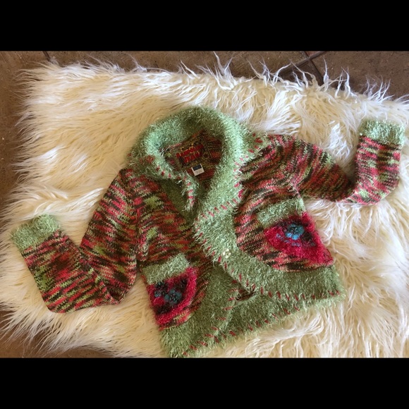 Pampolina Sweaters - 💋Pampolina Jeans bright fuzzy knit cardigan